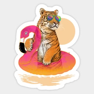 Chillin (Flamingo Tiger) Sticker